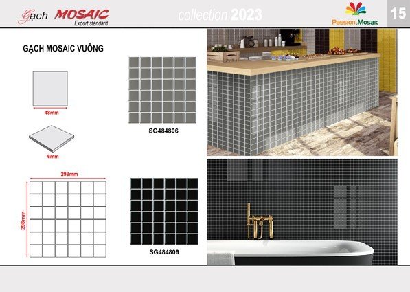 Kích thước của gạch Mosaic vuông